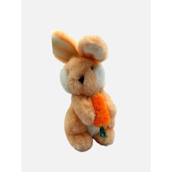Gund 1983 Peach Orange Rabbit Plush 9" Easter Bunny Holding Carrot Toy - Picture 9 of 10